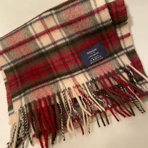 Johnstones Tartan Cashmere Fringe Scarf 10 x 70” Made in Scotland